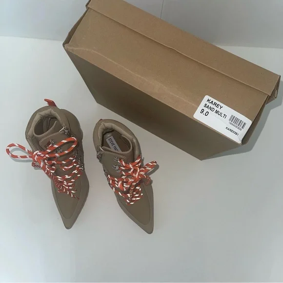 Steve Madden Kare Lace-Up Boot In Sand Multi Color - New In Box - Reemoly